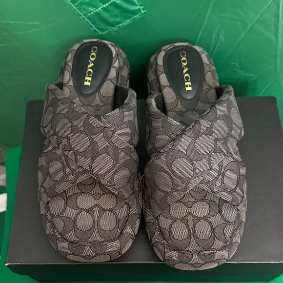 Coach Shoes - Coach  Black Patterned Slippers size 7.5 like new